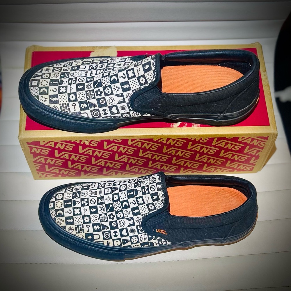 VANS x Cult Slip On Pro Black Checker Mens Size 11 Checkerboard